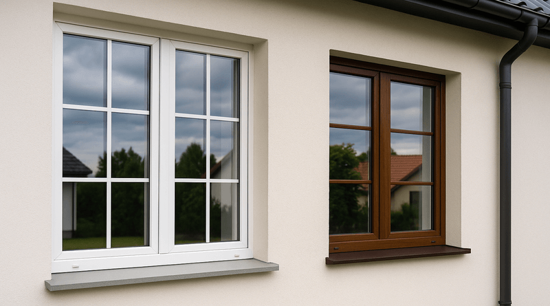 białe i brązowe okna