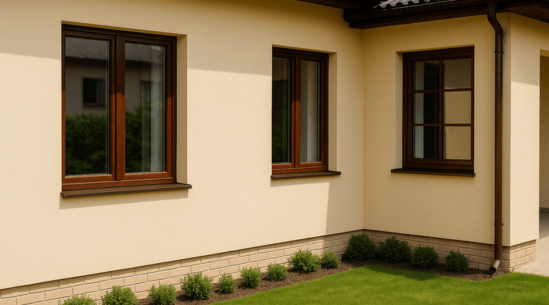 brązowe okna jaka elewacja