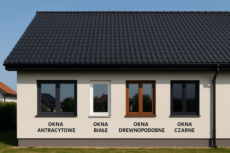 dach antracyt różne kolory okien