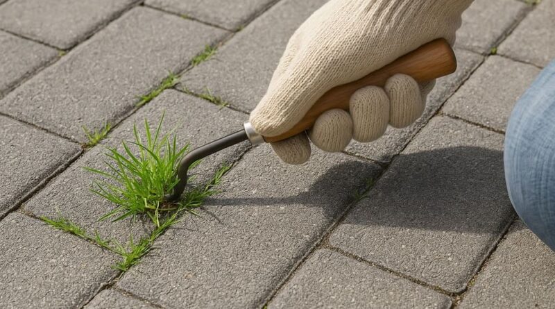 jak usunąć trawę z kostki brukowej domowym sposobem