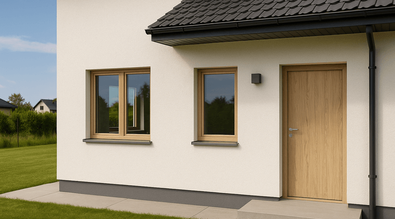 okna dąb bielony jaka elewacja