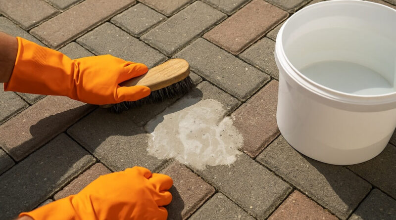 jak usunąć cement z kostki brukowej