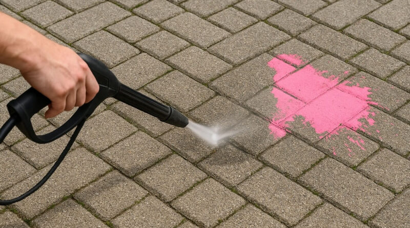 jak zmyć farbę z kostki brukowej